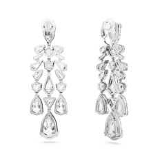 Swarovski Crystal Mesmera Rhodium-Plated White Chandelier Clip-On Earrings