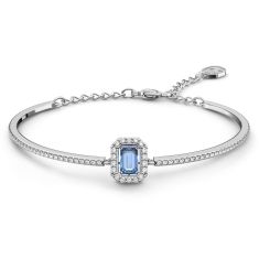 Swarovski Crystal Millenia Blue Octagon-Cut Zirconia and Rhodium-Plated Bangle