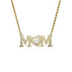 Swarovski Crystal White Multi Cut Yellow Gold-Tone Plated Mom Pendant Necklace