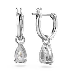 Swarovski Crystal Stilla Rhodium Plated Drop Hoop Earrings