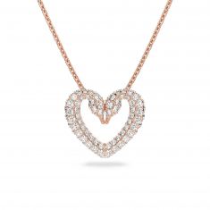 Swarovski Crystal Una Heart Pendant Necklace | White Crystal | Rose Gold-Tone Plated