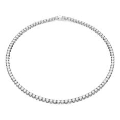 Swarovski Zirconia Matrix White Round Cut White Rhodium Plated Tennis Necklace
