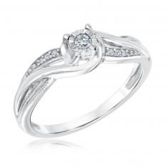 1/15ctw Swirling Diamond White Gold True Promise Ring