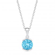 Swiss Blue Topaz Sterling Silver Pendant Necklace