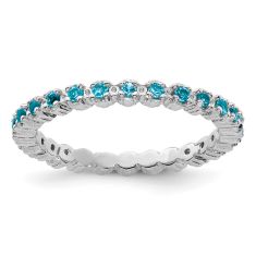 Swiss Blue Topaz Sterling Silver Stackable Eternity Ring