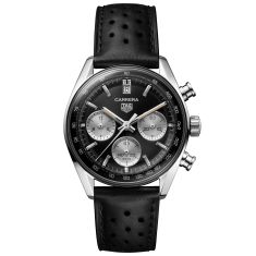 TAG Heuer CARRERA Automatic Chronograph Black Dial Black Leather Strap Watch | 39mm | CBS2210.FC6534