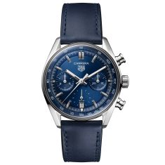 TAG Heuer CARRERA Automatic Chronograph Blue Dial Blue Leather Strap Watch | 39mm | CBS2212.FC6535