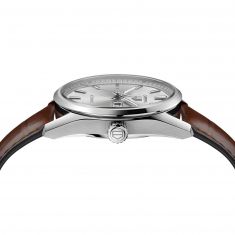 TAG Heuer CARRERA Calibre 5 Automatic Day-Date Silver Dial Leather Strap Watch | 41mm | WBN2011.FC6484