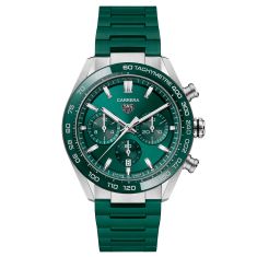 TAG Heuer CARRERA Calibre Heuer 02 Automatic Chronograph Green Dial Rubber Strap Watch | 44mm | CBN2A1N.FT6238