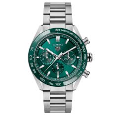 TAG Heuer CARRERA Calibre Heuer 02 Automatic Chronograph Green Dial Stainless Steel Watch | 44mm | CBN2A1N.BA0643