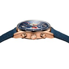 TAG Heuer CARRERA Chronograph Skipper Rose Gold Blue Fabric Strap Watch 39mm - CBS2241.FN8023