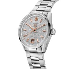 TAG Heuer CARRERA Date Automatic Silver Hammered Dial Diamond Stainless Steel Watch 36mm - WBN231B.BA0001