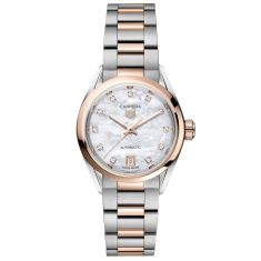 TAG Heuer CARRERA Date Calibre 9 Automatic Mother-of-Pearl Diamond Dial Steel and Gold Watch 29mm - WBN2450.BD0569