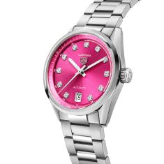 TAG Heuer CARRERA Date Pink Diamond Dial Stainless Steel Watch 36mm - WBN2318.BA0001
