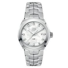 TAG Heuer LINK Date Quartz Mother-of-Pearl Diamond Dial Stainless Steel Watch 32mm - WBC1312.BA0600