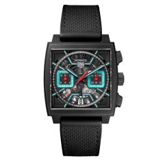 TAG Heuer MONACO Chronograph Automatic Limited Edition Black Titanium Black Strap Watch 39mm - CBL2184.FT6236