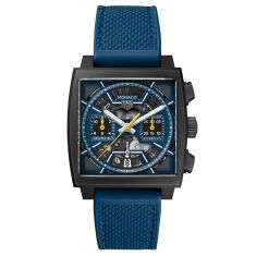 TAG Heuer MONACO Chronograph Automatic Skeleton Dial Blue Strap Watch 39mm  - CBL2188.FT6261 | REEDS Jewelers