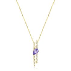 Tanzanite and 1/10ctw Diamond Yellow Gold Pendant Necklace