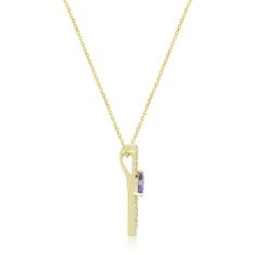 Tanzanite and 1/10ctw Diamond Yellow Gold Pendant Necklace