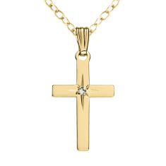 10k Yellow Gold Diamond Accent Cross Pendant Necklace 10k Yellow Gold Diamond Accent Cross Pendant Necklace