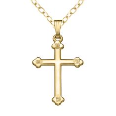 10k Yellow Gold Engraved Tip Cross Pendant Necklace 10k Yellow Gold Engraved Tip Cross Pendant Necklace