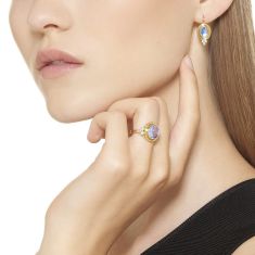 Temple St. Clair 18k Yellow Gold Blue Moonstone Temple Ring - Size 6.5