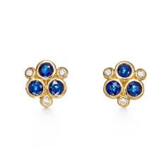 Temple St. Clair 18k Yellow Gold Blue Sapphire Classic Trio Earrings