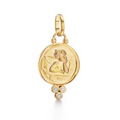 Temple St. Clair 18k Yellow Gold Diamond Angel Pendant - 14mm