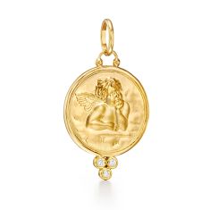 Temple St. Clair 18k Yellow Gold Diamond Angel Pendant - 21mm