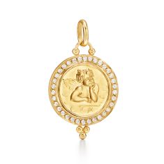 Temple St. Clair 18k Yellow Gold Diamond Pave Angel Pendant - 16mm