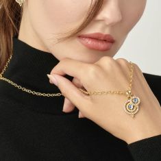 Temple St. Clair 18k Yellow Gold Diamond Triple Orbit Moon Pendant