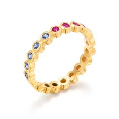 Temple St. Clair 18k Yellow Gold Rainbow Eternity Ring - Size 6.5