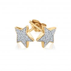 The Little Prince 1/10ctw Diamond Star Yellow Gold Stud Earrings