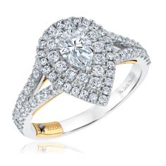 The Little Prince® 1 1/3ctw Pear Diamond Double Halo Two-Tone Engagement Ring