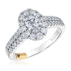 The Little Prince 1 1/4ctw Round Diamond Halo Two-Tone Engagement Ring