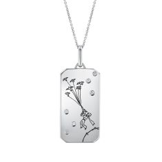The Little Prince 1/20ctw Boy and Birds Sterling Silver Pendant Tag Necklace
