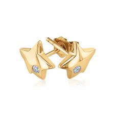 The Little Prince 1/20ctw Diamond Puffed Star Yellow Gold Stud Earrings