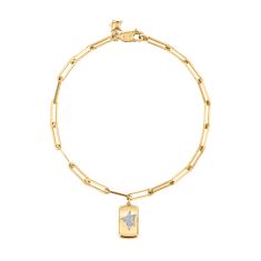 The Little Prince 1/20ctw Star Yellow Gold Paperclip Chain Bracelet