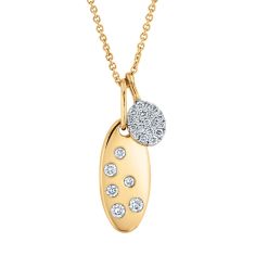 The Little Prince 1/4ctw Diamond and Yellow Gold Oval Pendant Necklace