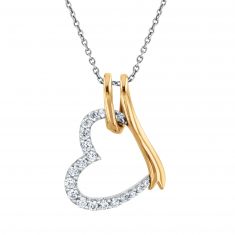 The Little Prince® 1/4ctw Diamond Heart Two-Tone Pendant Necklace