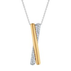 The Little Prince 1/4ctw Diamond Two-Tone Crossover Pendant Necklace