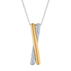 The Little Prince® 1/4ctw Diamond Two-Tone Crossover Pendant Necklace