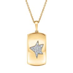 The Little Prince 1/8ctw Diamond Star Yellow Gold Dog Tag Necklace