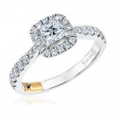 The Little Prince 1ctw Cushion Diamond Halo Two-Tone Engagement Ring