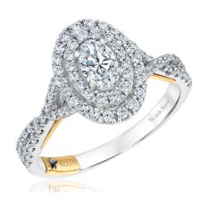 The Little Prince 1ctw Oval Diamond Double Halo Twist Two-Tone Engagement Ring