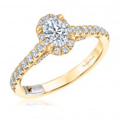 The Little Prince 1ctw Oval Diamond Halo Yellow Gold Engagement Ring