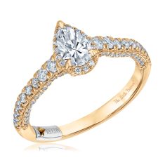 The Little Prince® 1ctw Pear Diamond Halo Yellow Gold Engagement Ring