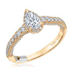 The Little Prince 1ctw Pear Diamond Halo Yellow Gold Engagement Ring