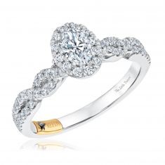 The Little Prince® 3/4ctw Oval Diamond Halo Twist Two-Tone Engagement Ring