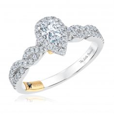 The Little Prince® 3/4ctw Pear Diamond Halo Twist Two-Tone Engagement Ring